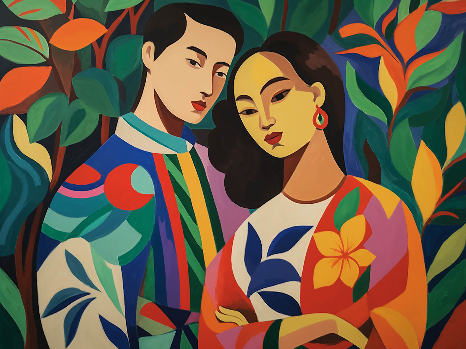 Couple, 60x80 cm, original acrylic painting on canvas