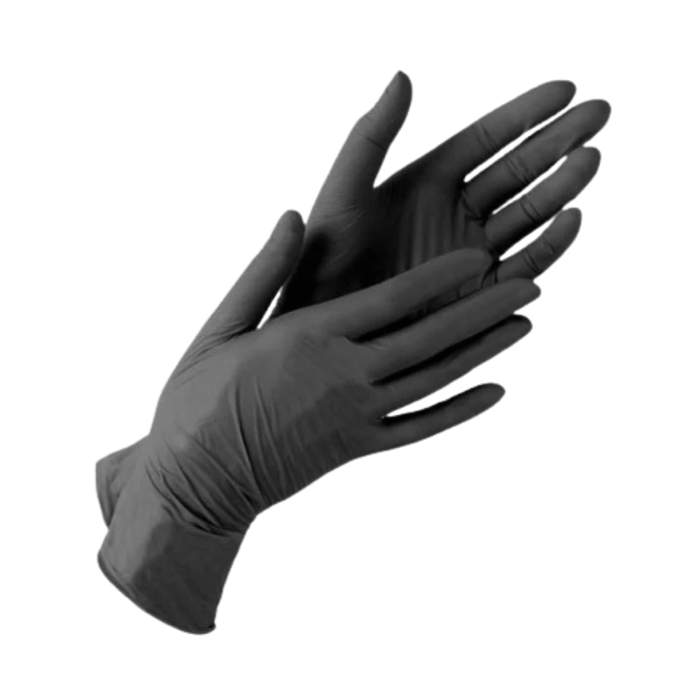 Нітрилові оглядові рукавички ОПТОМ M Чорні нестерильні, Без пудри, Текстуровані, 3.5 Mil, (50 пар),