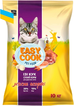 Сухий корм Нутра (Nutra) 5 Зірок для котів Ізі Кук (Easy Cook CAT) м'ясне асорті, 10 кг