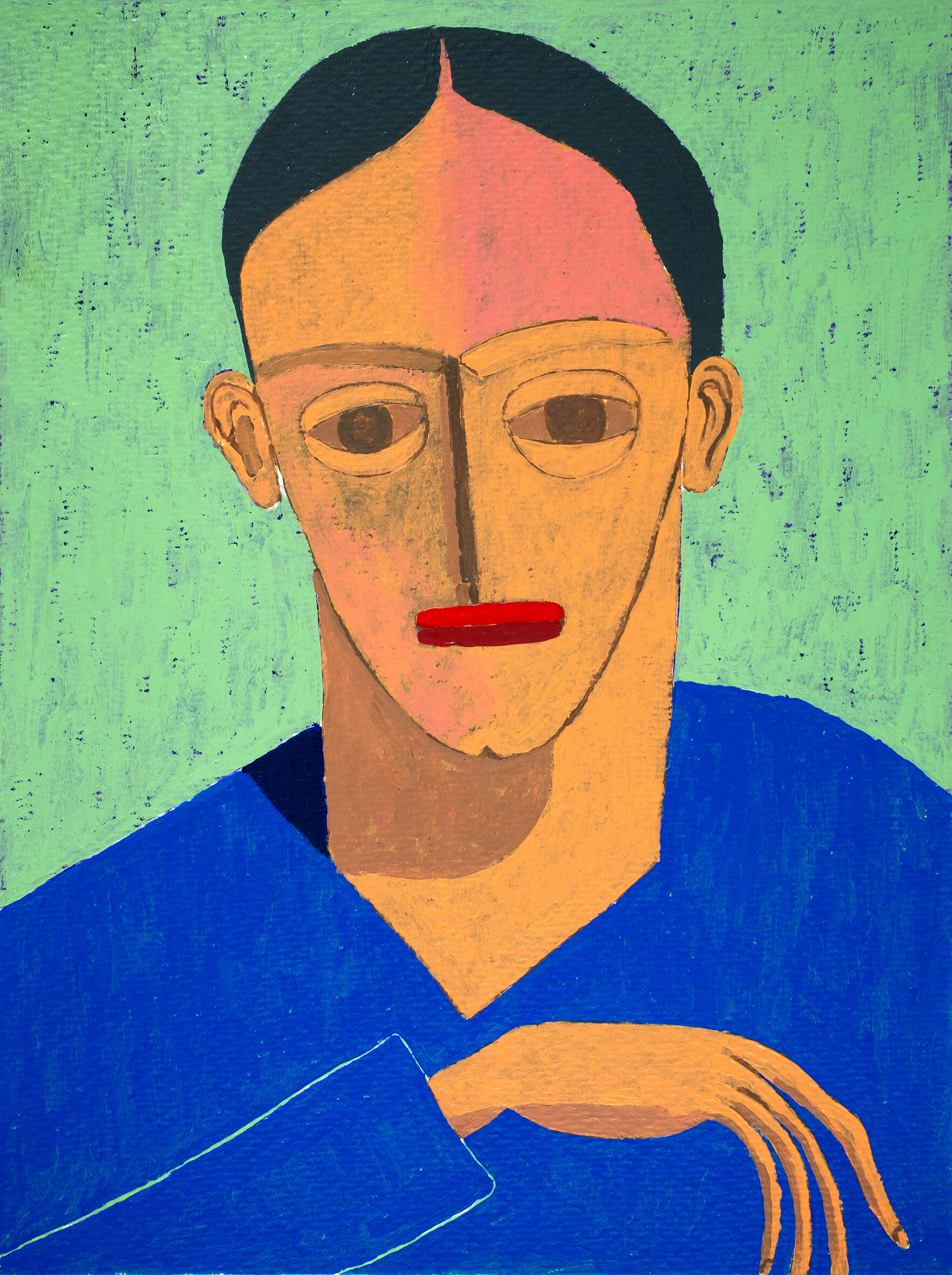 Portrait of a man, 30x21 cm original acrylic painting on paper