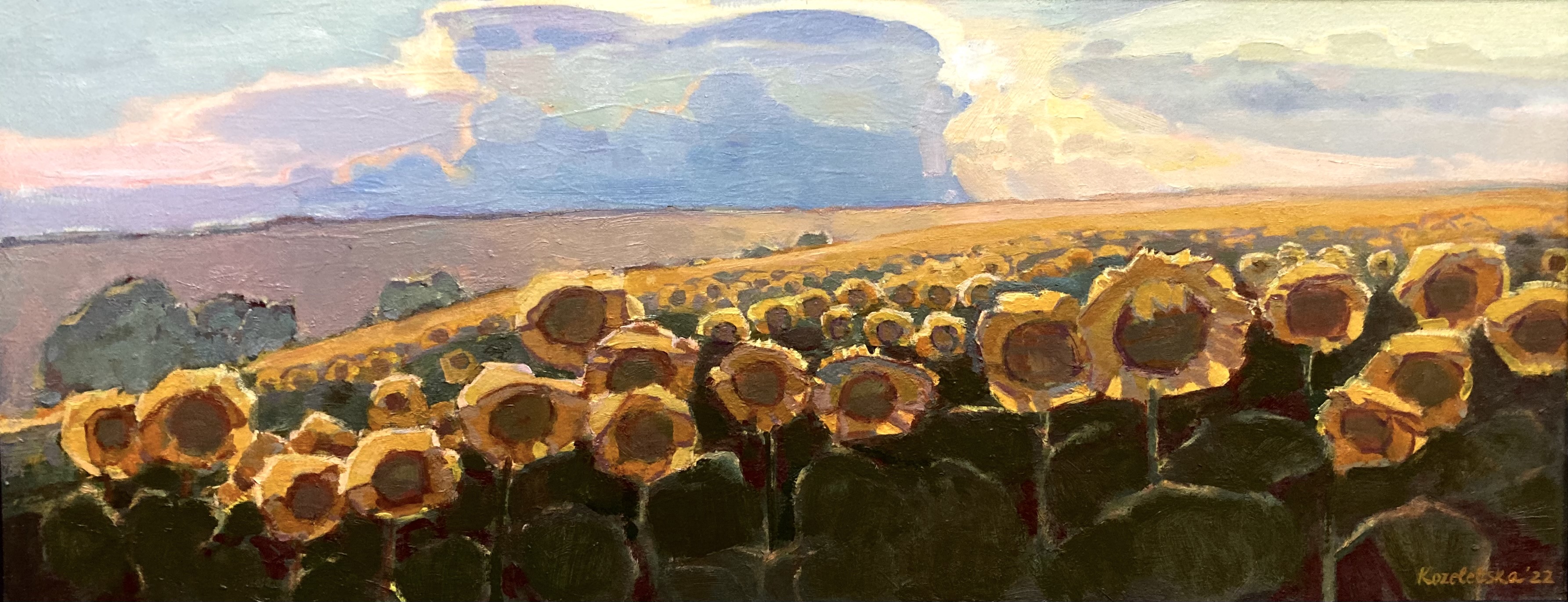 Game of light, 2022, 36x89,5 sm, oil, canvas on cardboard
