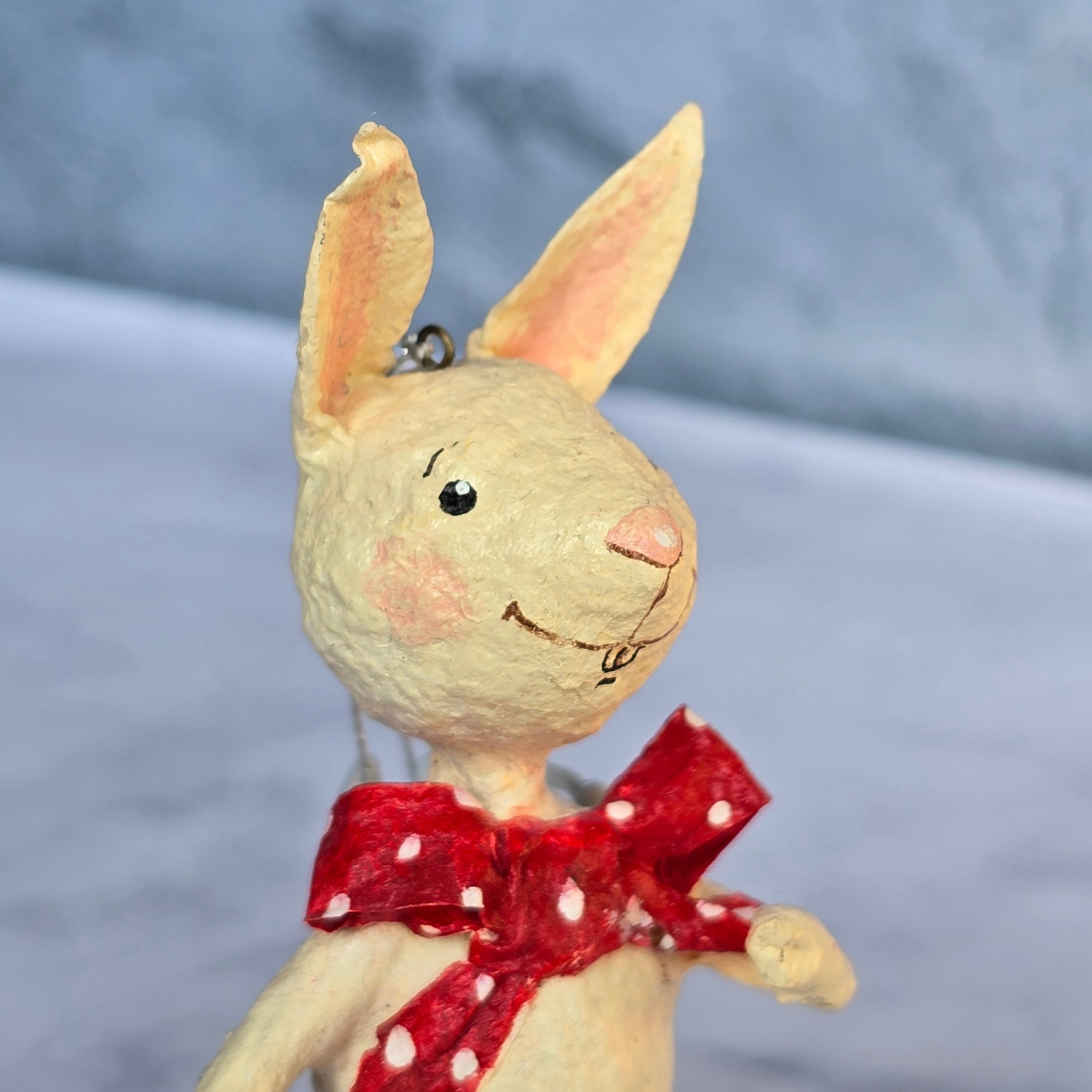 Collectable Cotton ornament Rabbit with red bow