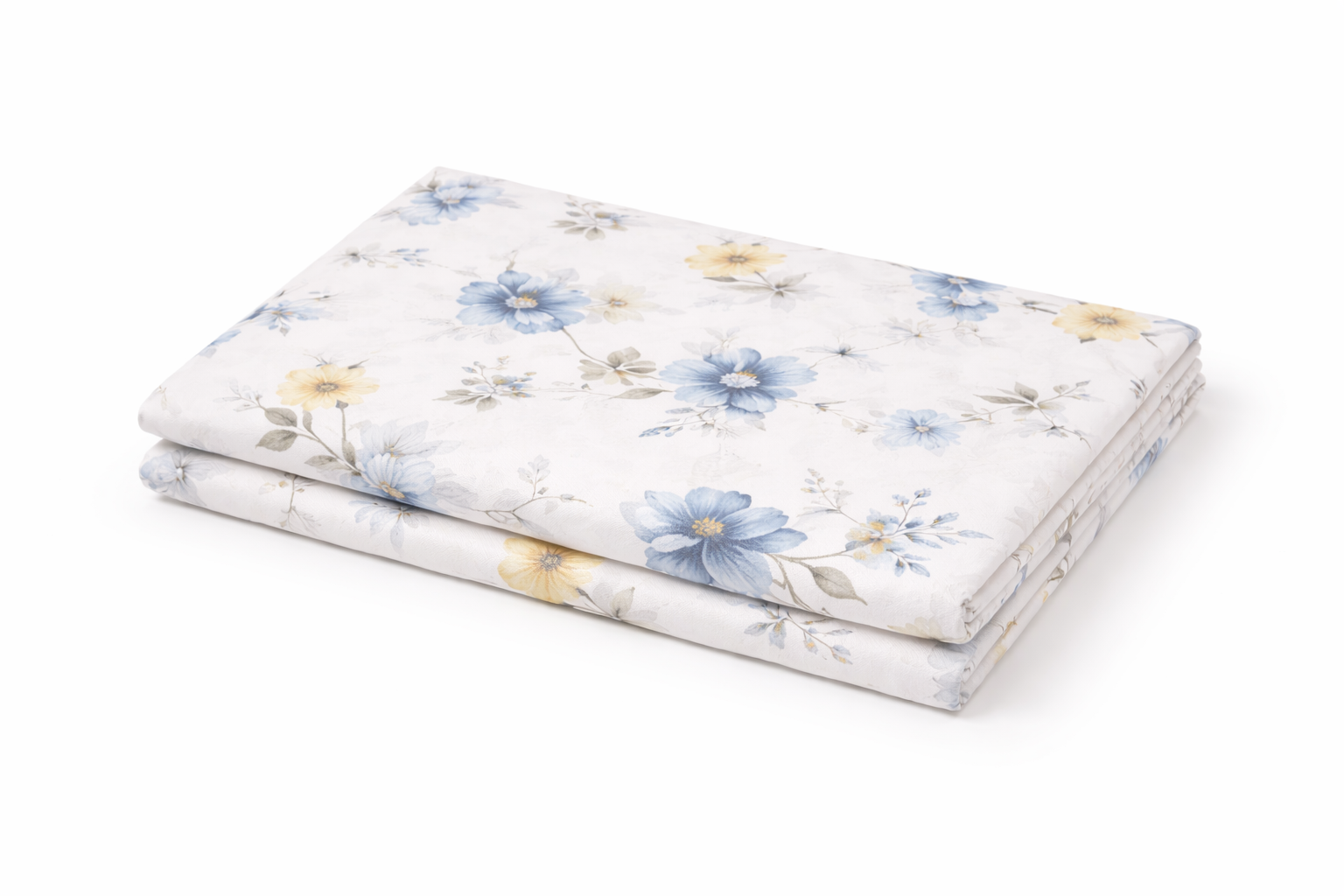 Простирадло ранфорс принт без гумки  "Жовті та блакитні квіти"