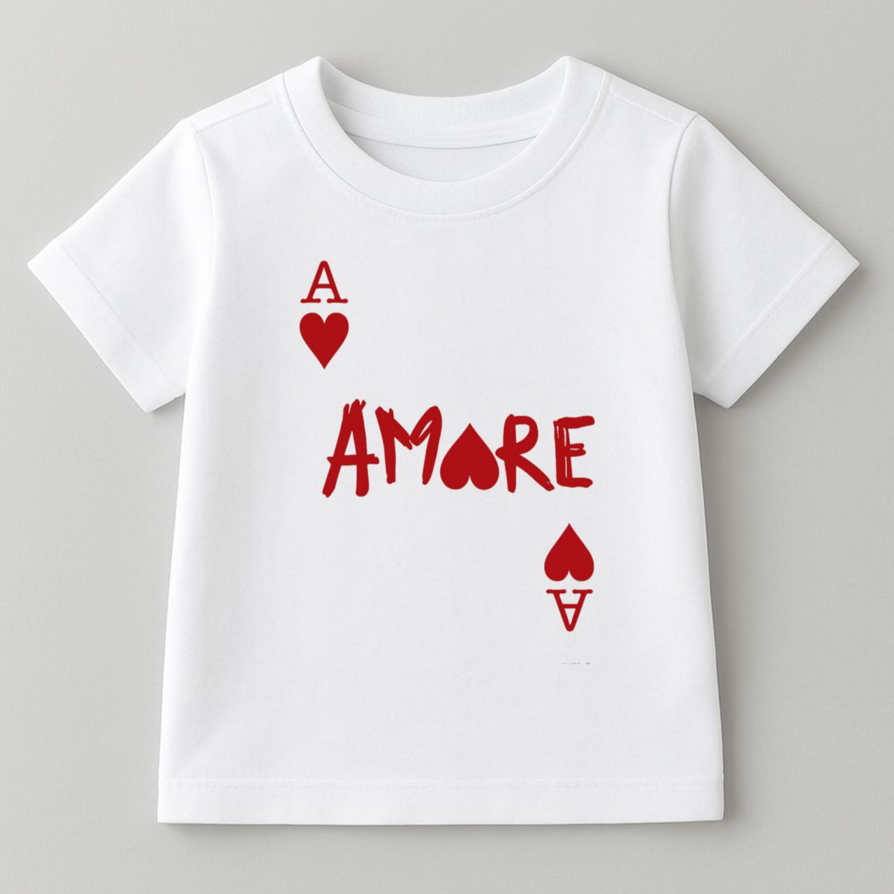 ДИТЯЧА ФУТБОЛКА КОТОН БІЛИЙ КОЛІР З ПРИНТОМ "АМОРЕ"