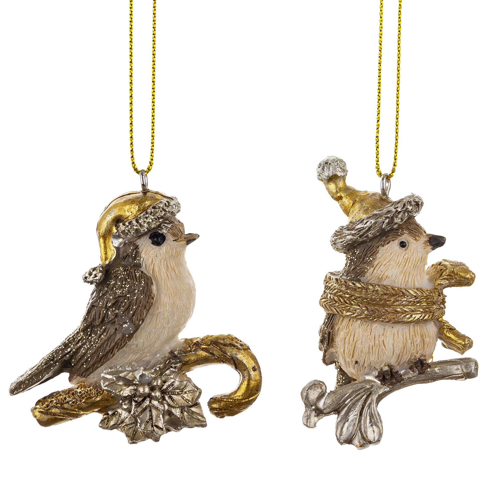 Підвісна ялинкова прикраса Пташка. 6x5,5x2,5 та 6,5x4x2,5 см