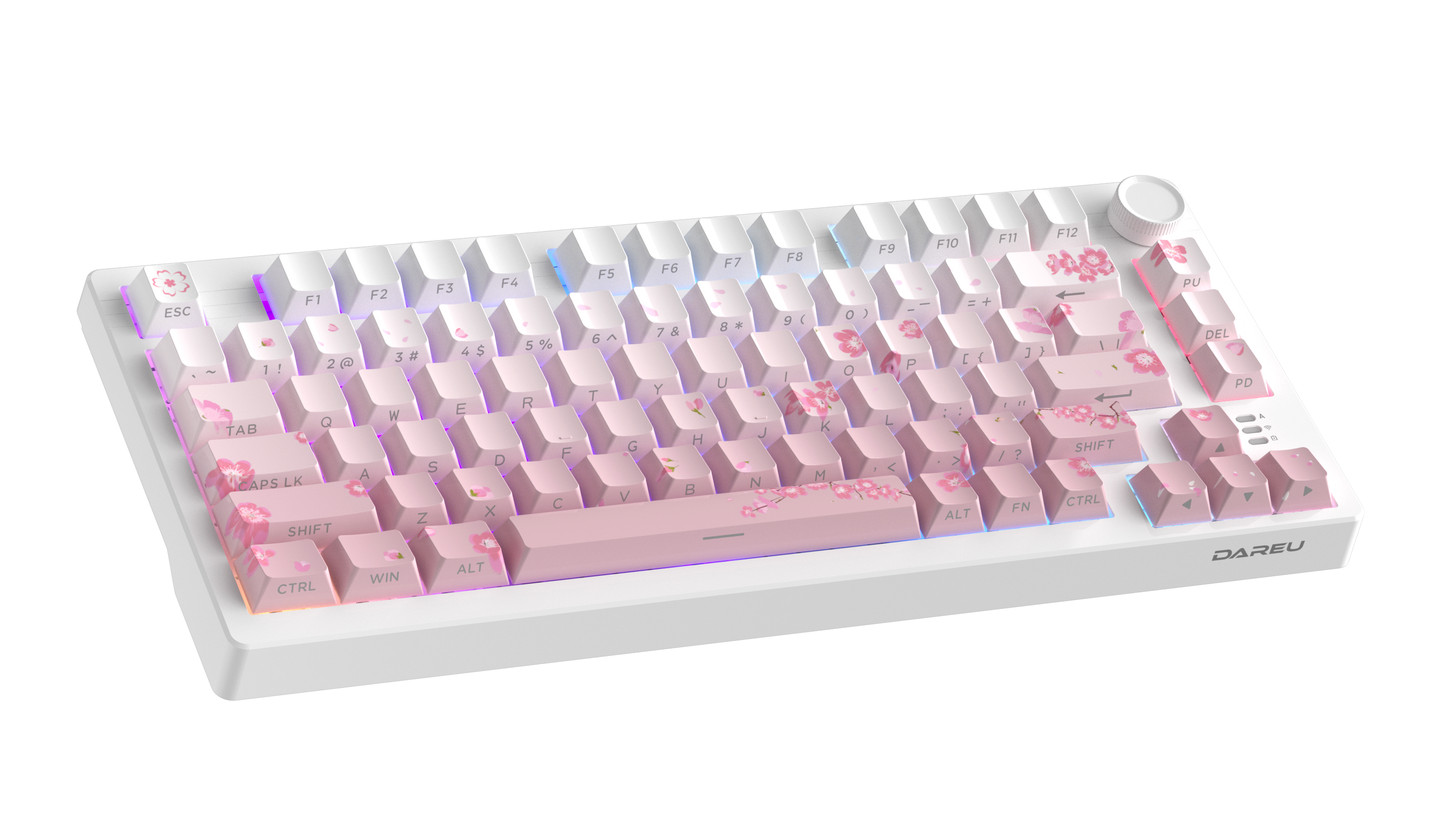 Ігрова стилізована механічна клавіатура DAREU EK75 Pro Sakura Pink