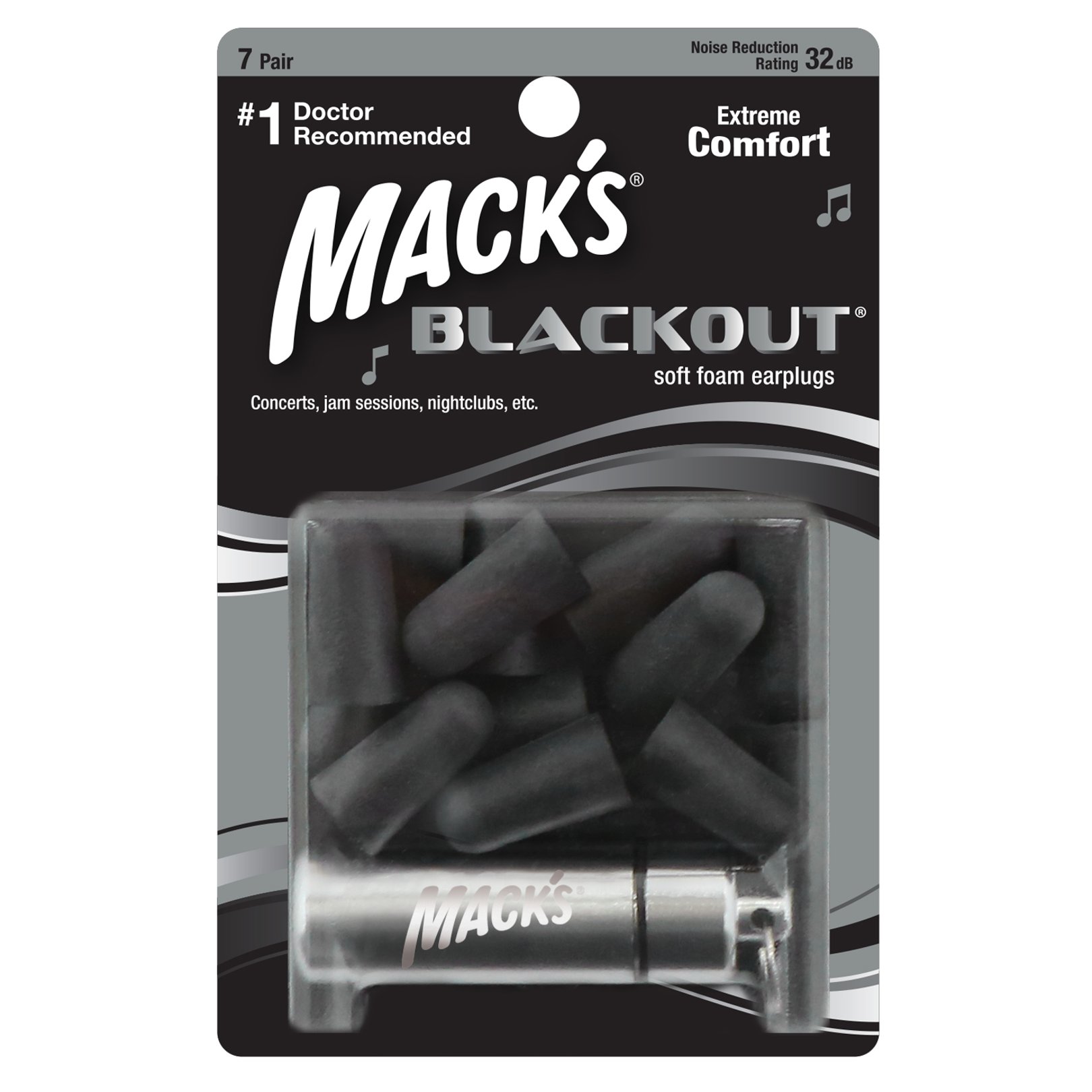 Пінні беруші Mack's Blackout Foam захист від шуму до 32 дБ 7 пар з контейнером