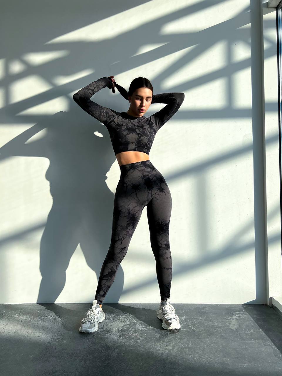 Костюм трійка топ,рашгард та лосини пуш ап