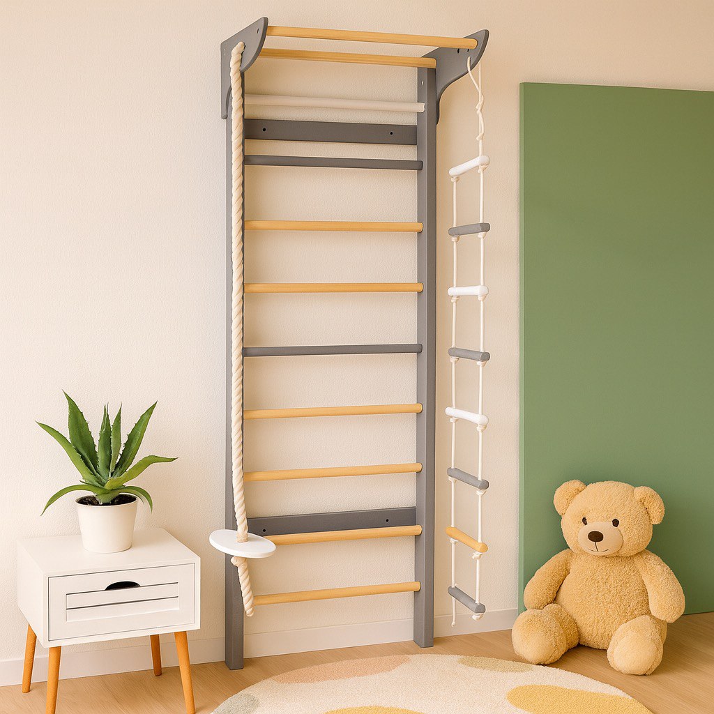 Leni – Montessori Indoor Kletterturm & Sprossenwand aus Holz (Braun)