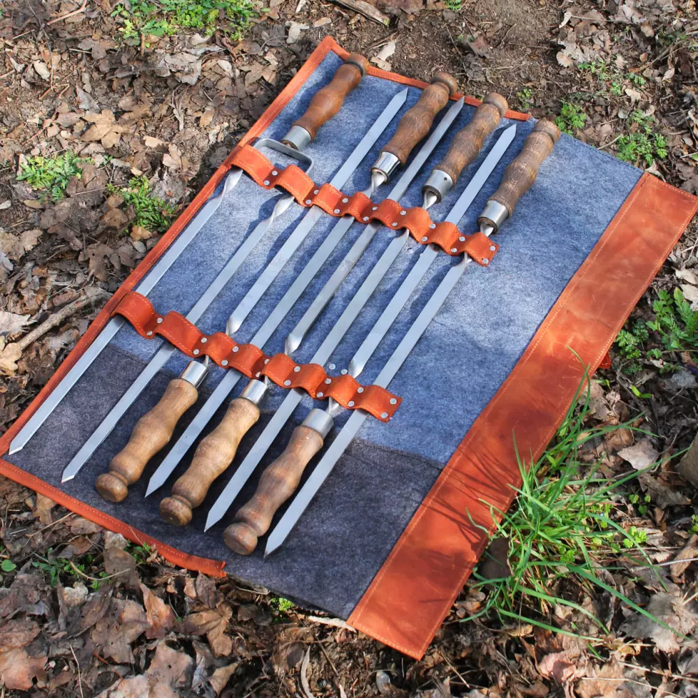 Набір шампурів в ексклюзивному шкіряному чохлі "Лайт"