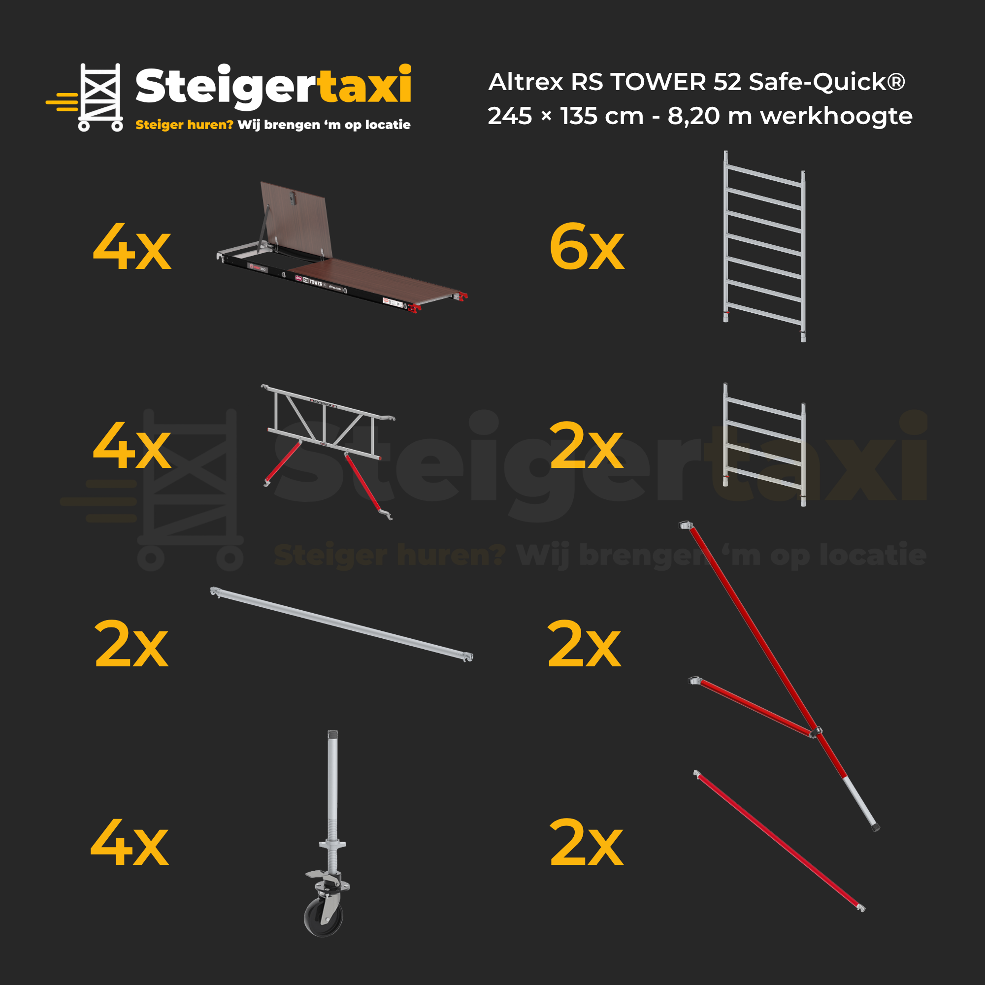Altrex RS TOWER 52 Safe-Quick® Rolsteiger huren - 245 × 135 cm - 8,20 m werkhoogte