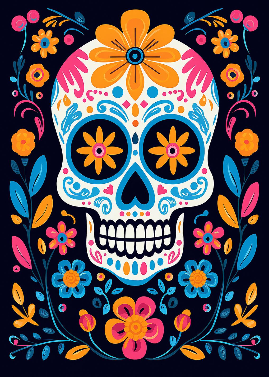 Calavera VII, 42x30 cm original acrylic painting on paper