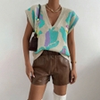 Vintage Jacquard Knit Vest Aesthetic | Casual V-Neck Sweater Vest