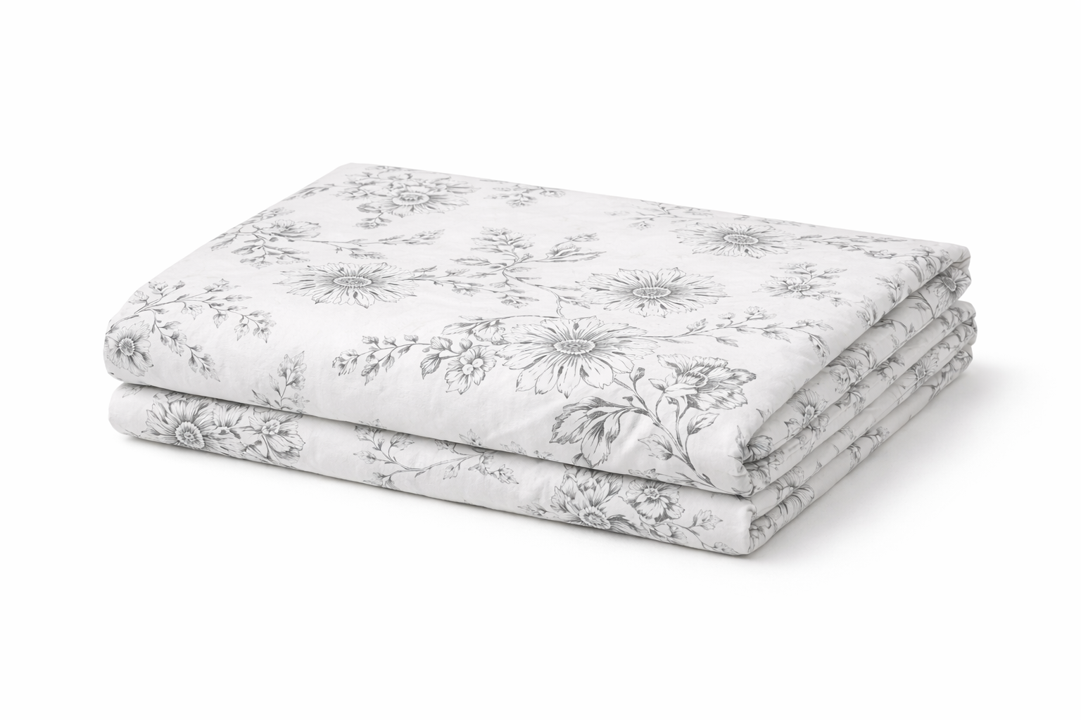 Простирадло ранфорс принт без гумки "Чорні квіти на білому "