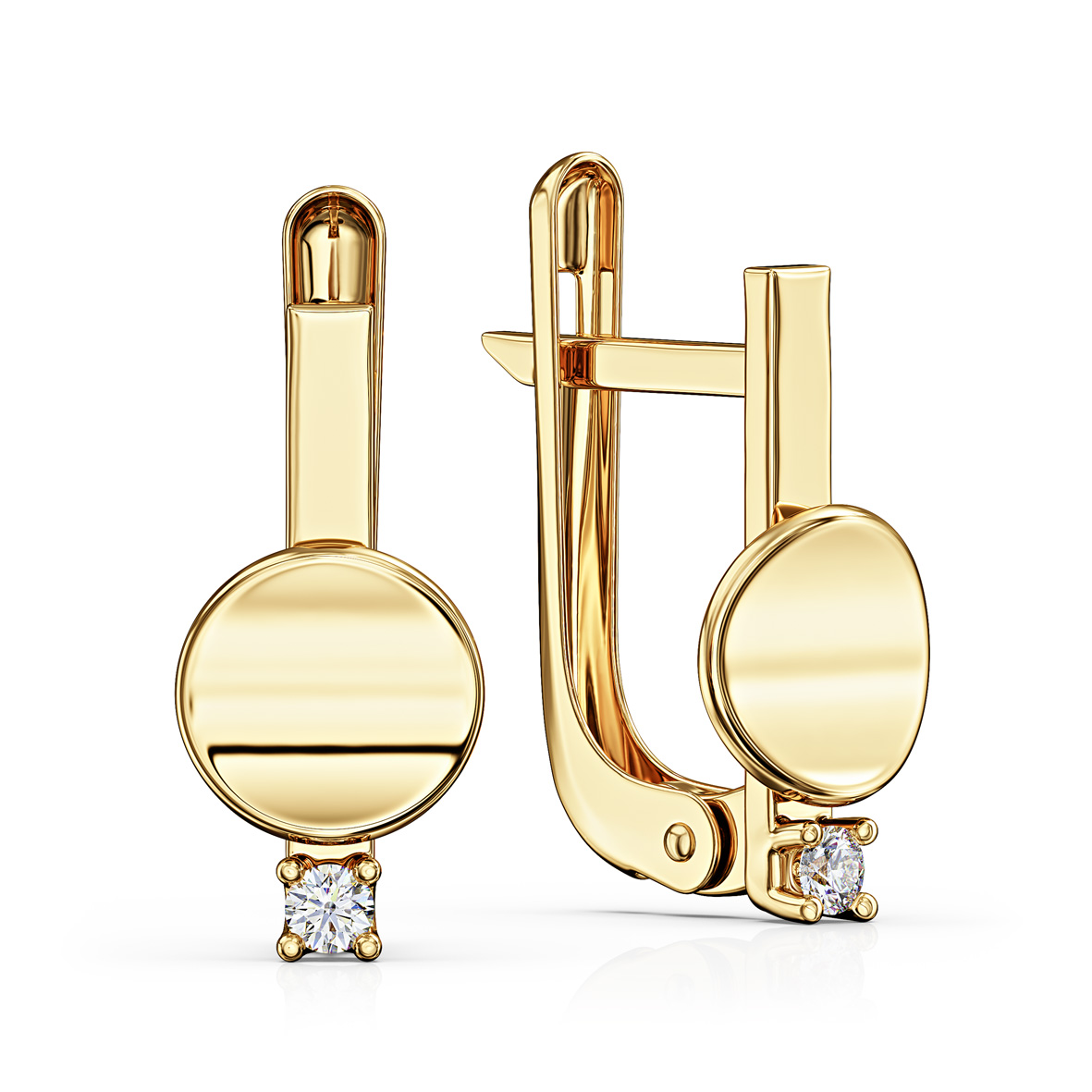 Elegante „Spiegel“-Ohrringe mit Zirkonia aus 585er Gelbgold