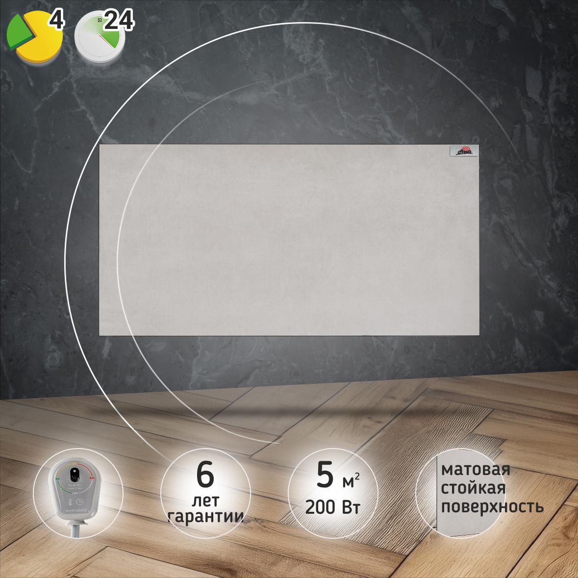 Керамический обогреватель Heats 200 Loft с терморегулятором на вилке