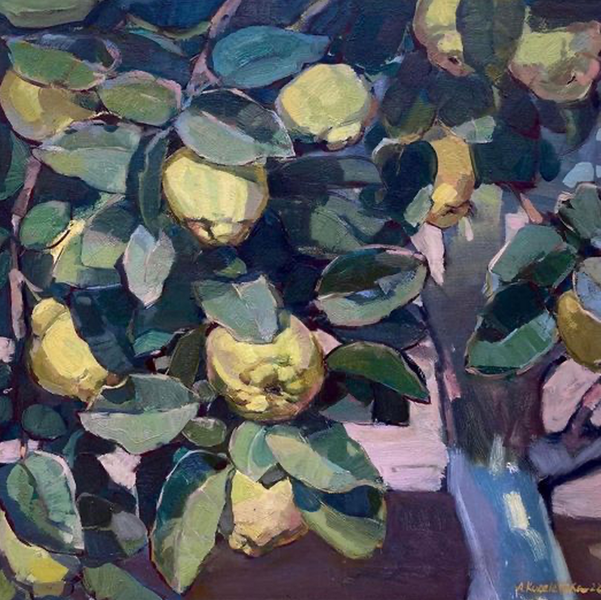The smell of ripe quince, 2022, 50x50 sm, oil on canvas