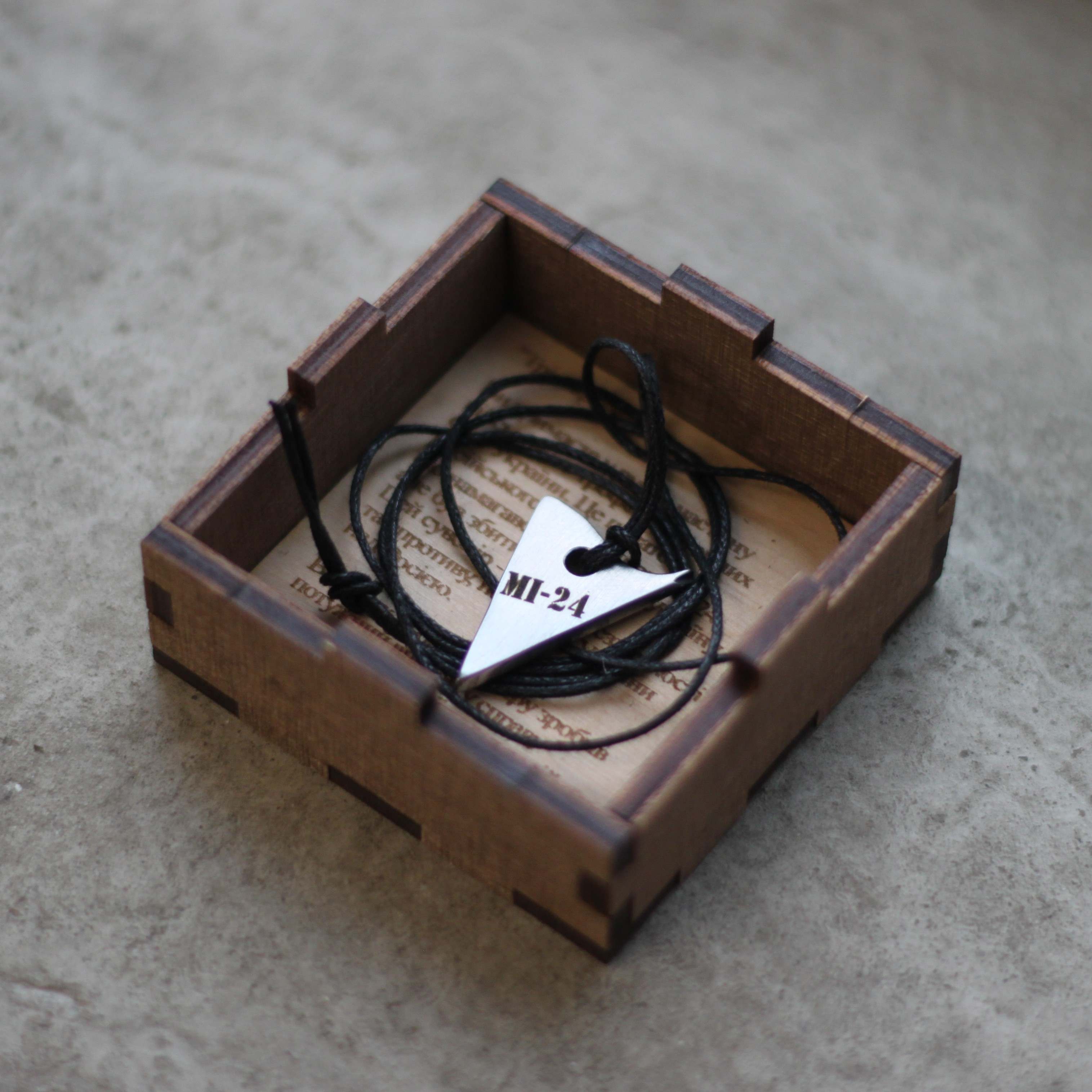 Pendant made from the metal of a destroyed Russian Mi-24 — a symbol of strength