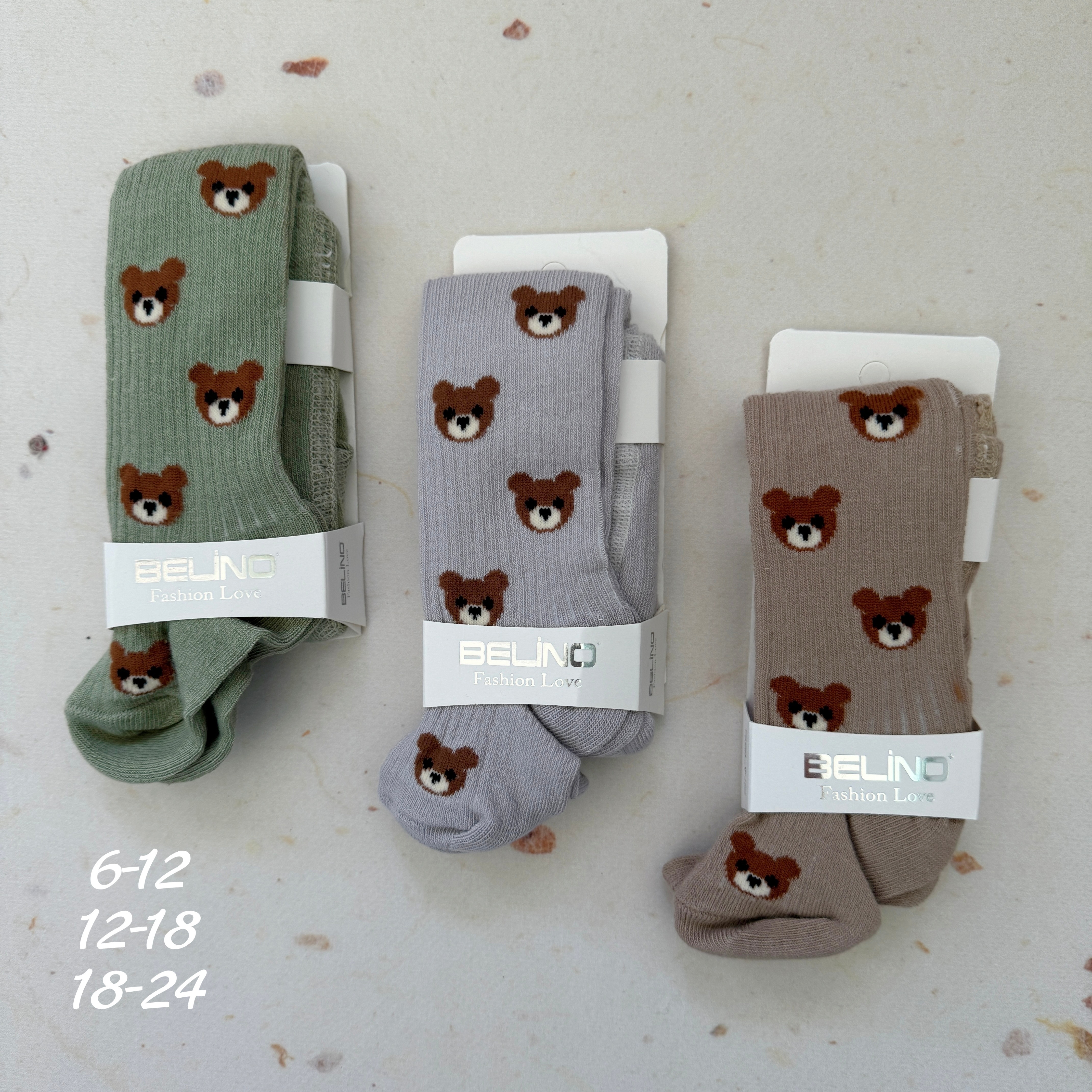 Дитячі демісезонні колготи у з ведмедиками в рубчик