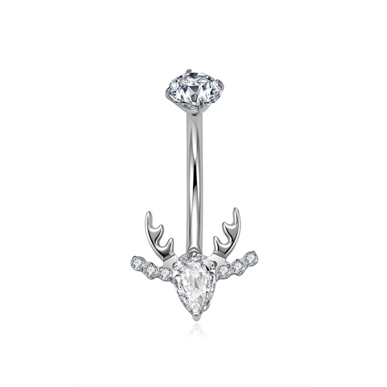 Deer Antler CZ Navel Ring