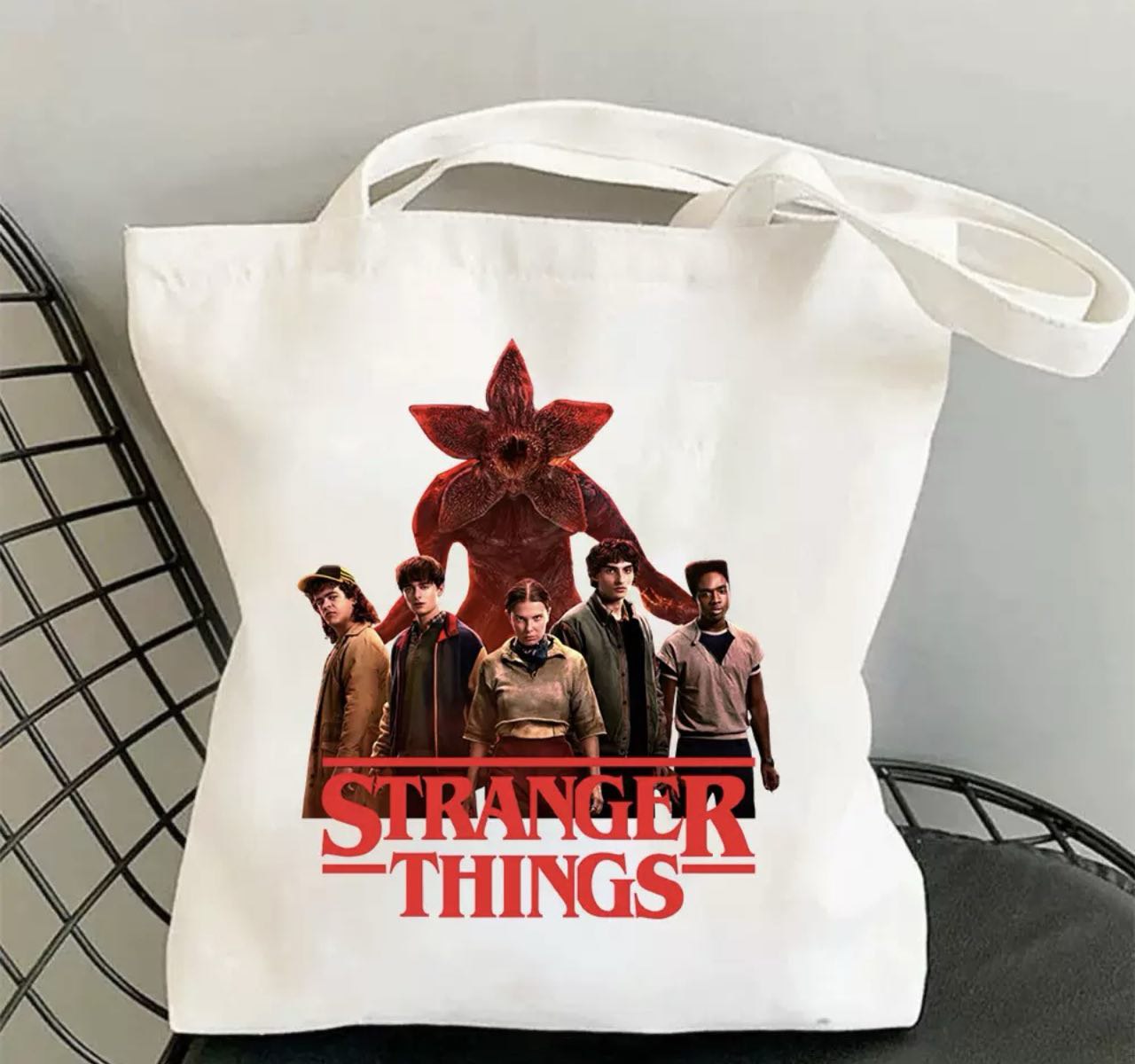 Шопер білий Дивні дива, Біла еко-сумка Stranger Things