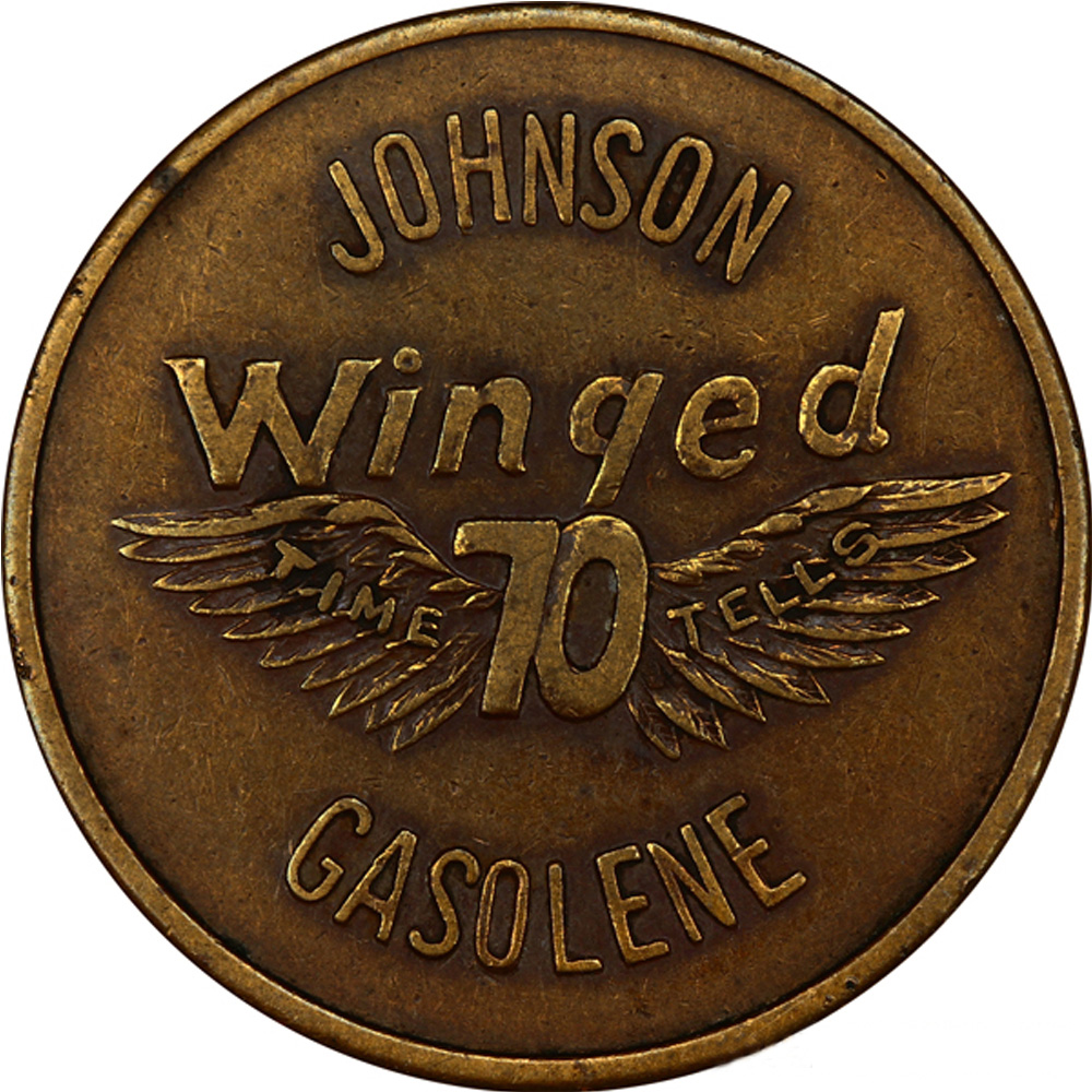 1933 Century of Progress Johnson Gasolene "Winged 70" advertising token