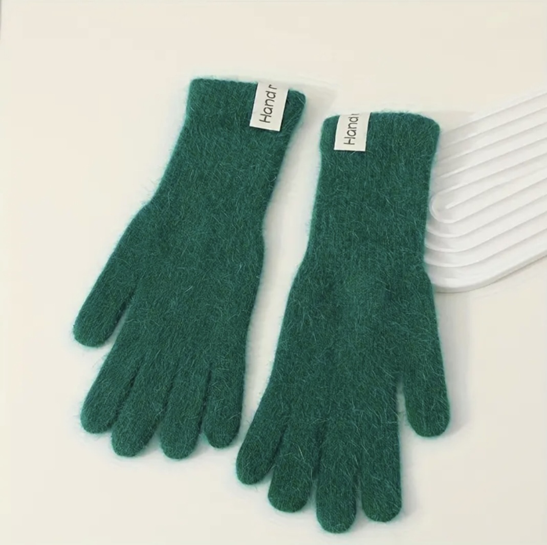 Рукавички довгі ангора зелені