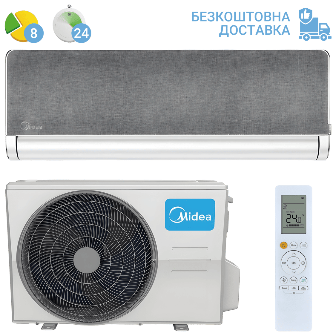 Кондиціонер Midea MSXT-18HRFN8-SILVER-I /MSXT-18HRFN8-O (з установкою: +3900 грн)