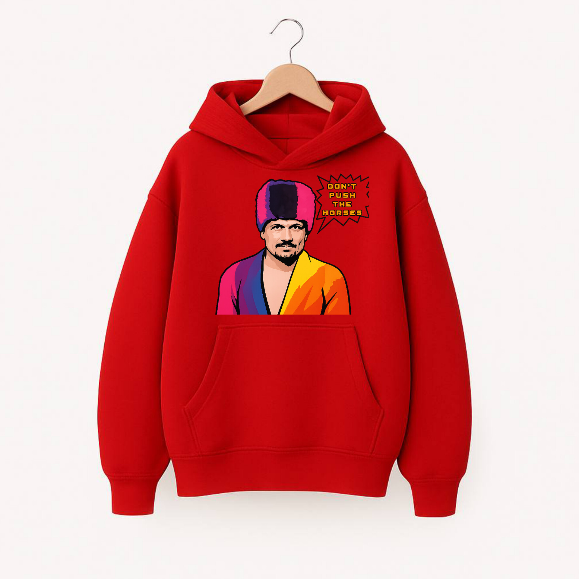 ХУДІ УТЕПЛЕНЕ ОВЕРСАЙЗ ЧЕРВОНЕ З ПРИНТОМ "УСИК МЕМ"