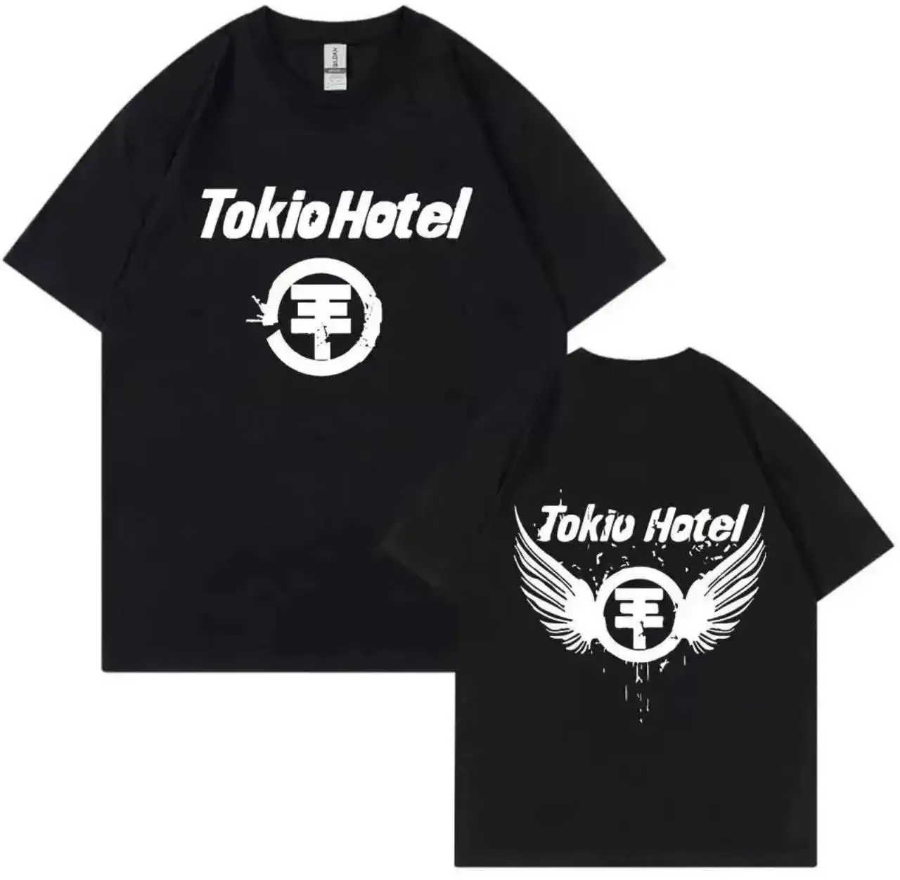 Чорна футболка Tokio Hotel з двостороннім принтом гурту, Токіо