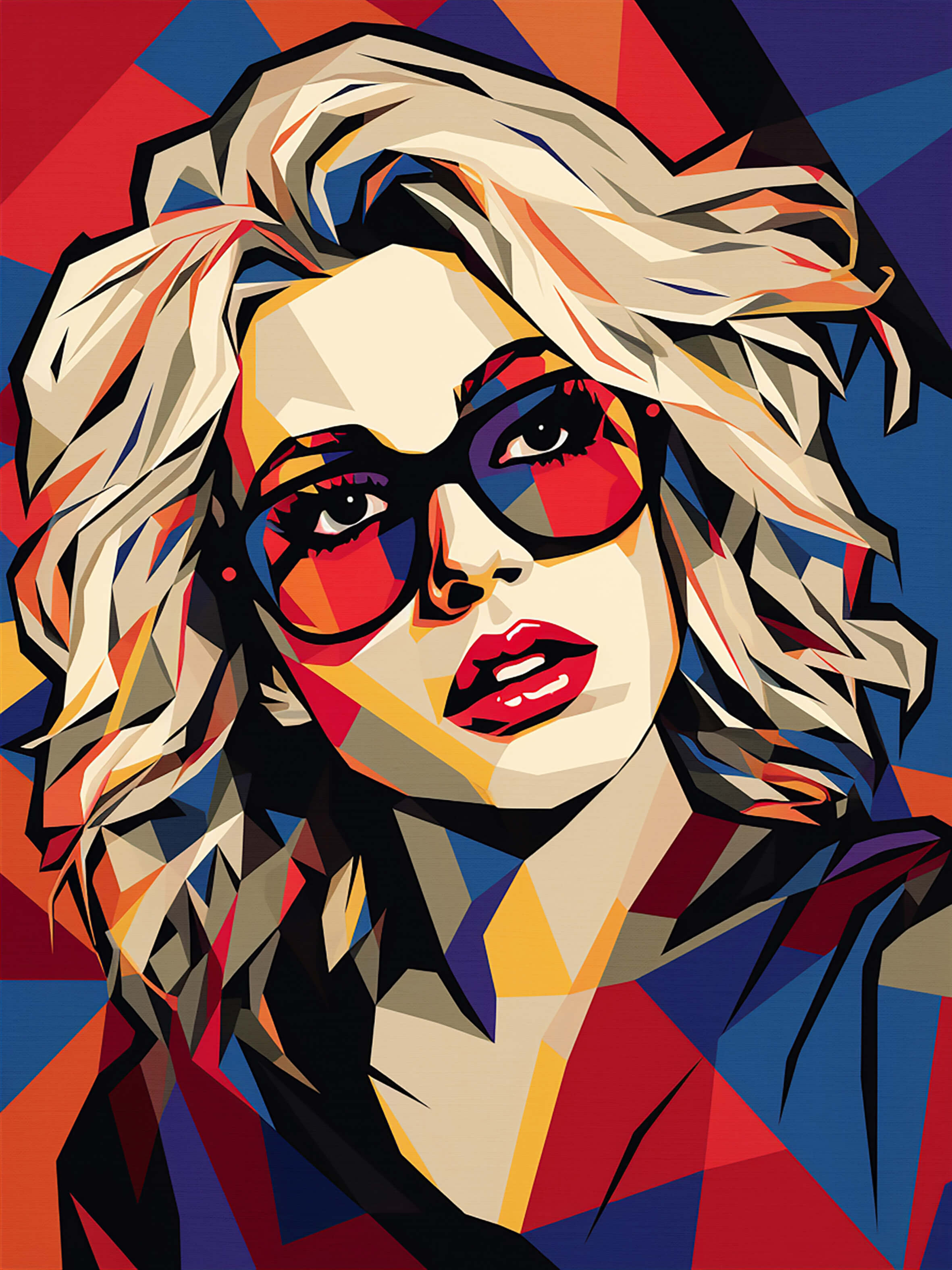 Woman with glasses, 80x60 cm, original acrylic painting on canvas