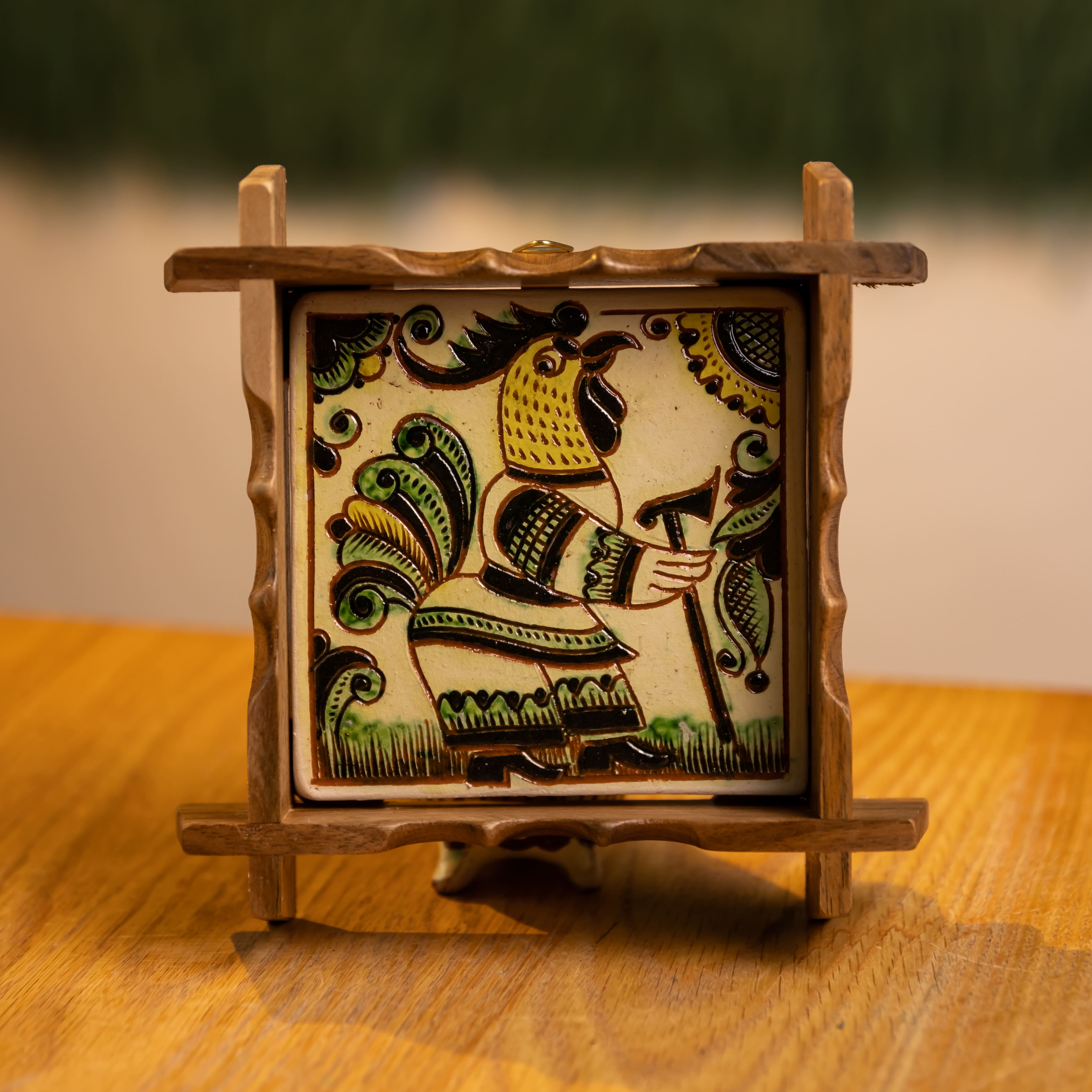 Плиточка у рамці "Півень з бартков», 15*15 см