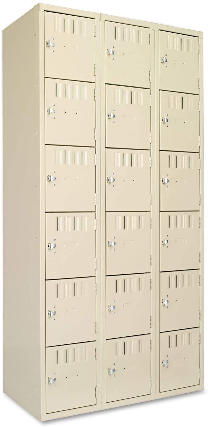 Tennsco Triple Stack Eighteen Door Steel Locker, Sand