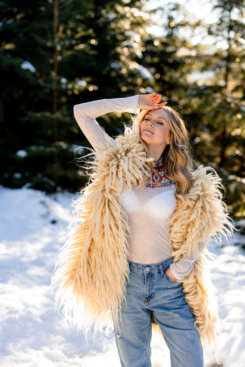 Ґуня безрукавка з грубої пряжі