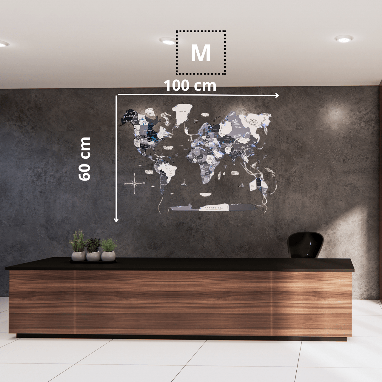 PREMIUM 3D LED / LUMINOUS Verdenskart i Tre – Nordik Edition