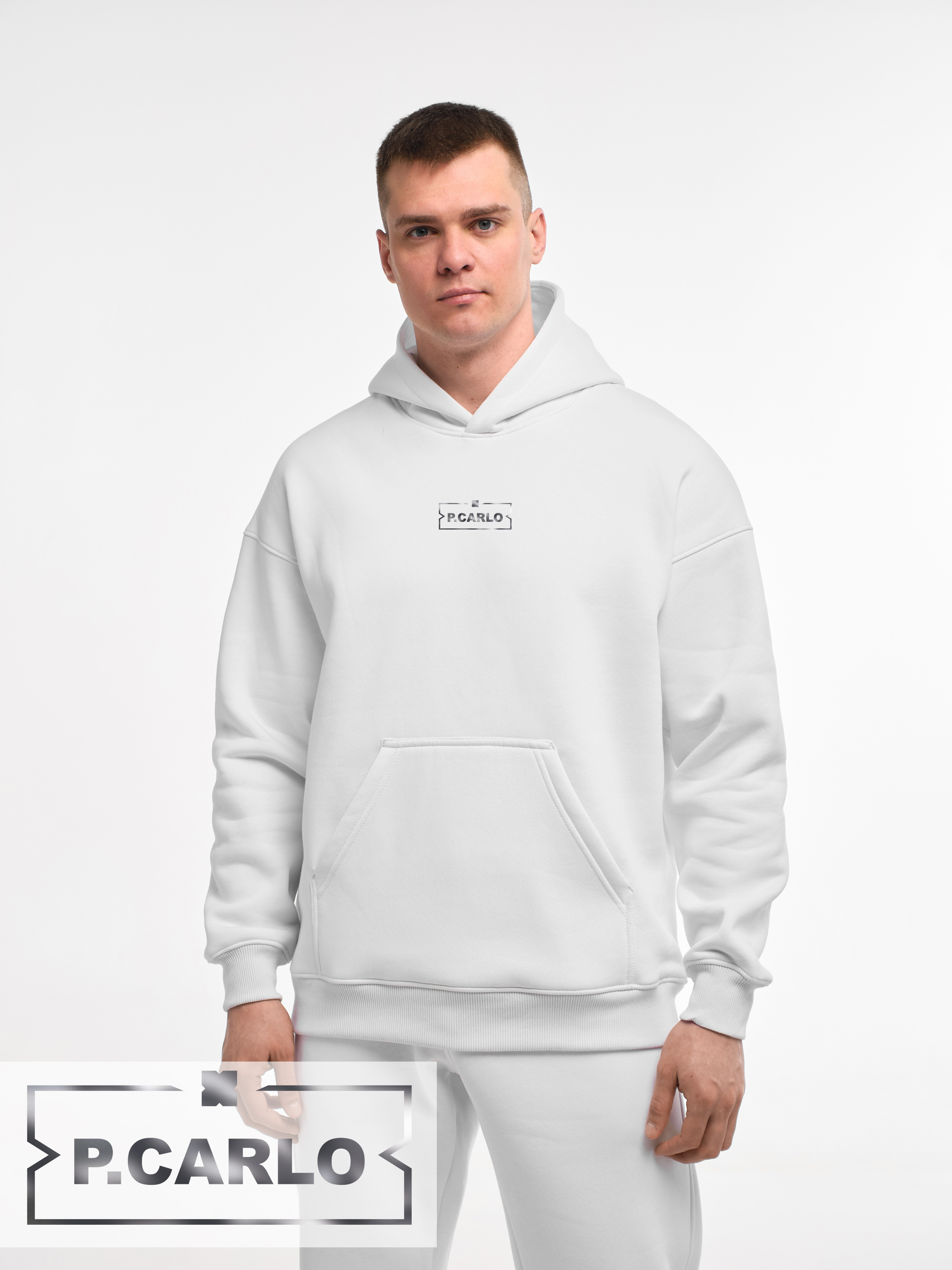HOODIE "P.CARLO" | POCKET | WHITE EMOTION | XH1