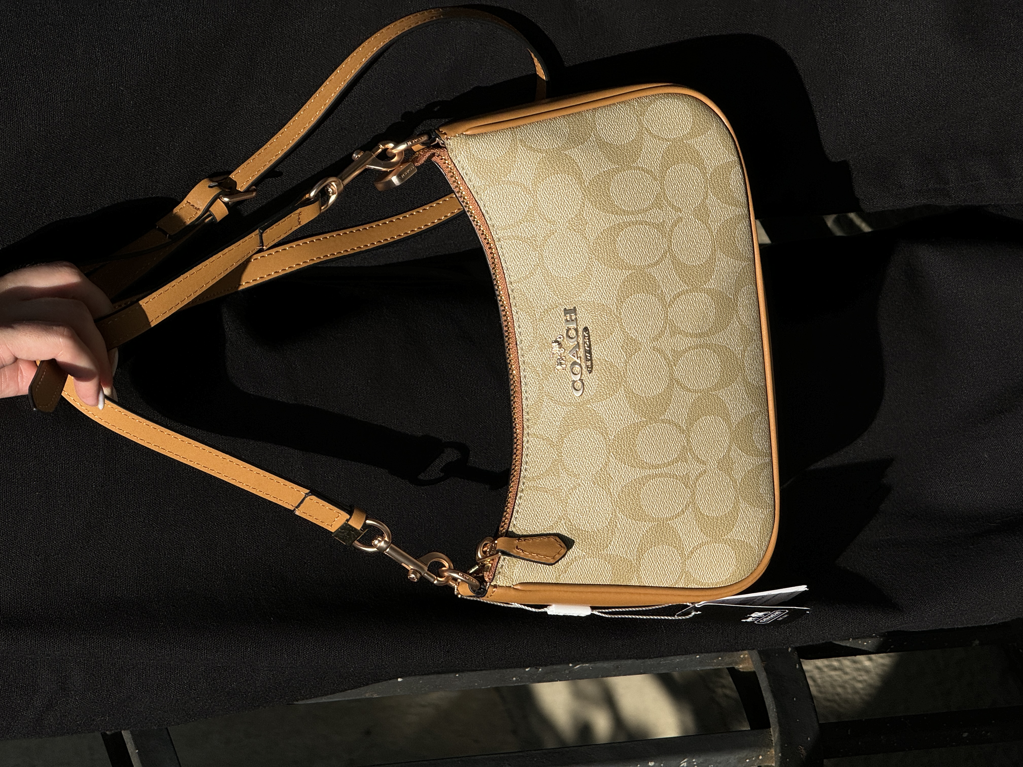 Coach Teri Caramel Shoulder Bag In Signature Canvas