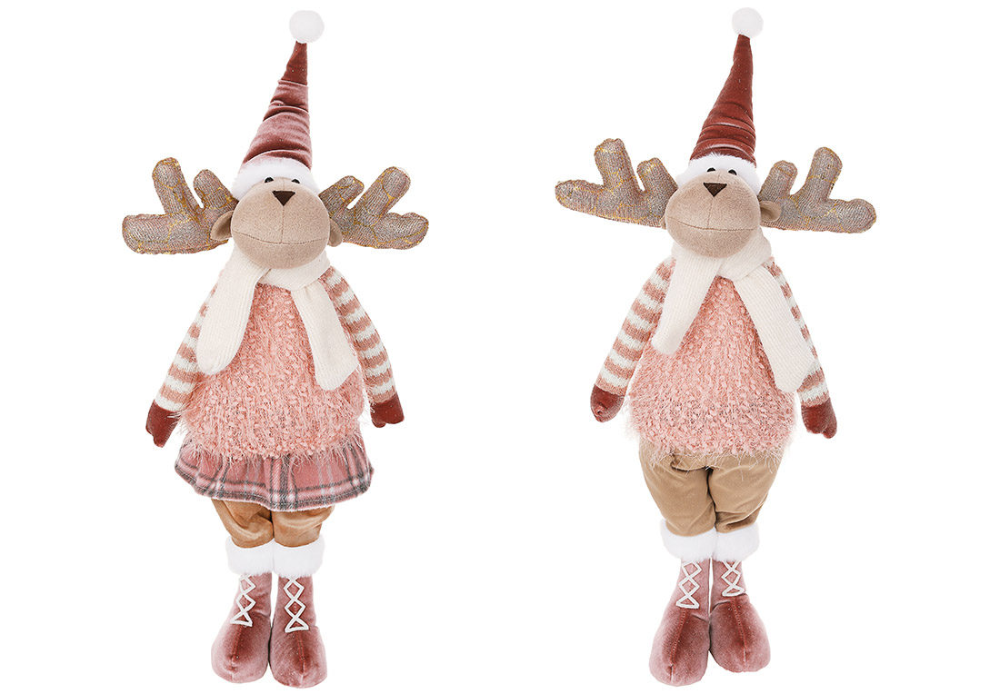 М'яка іграшка Олень, 29*21*89см, 2 дизайни: Дівчинка та Хлопчик, колір - рожевий 877-348