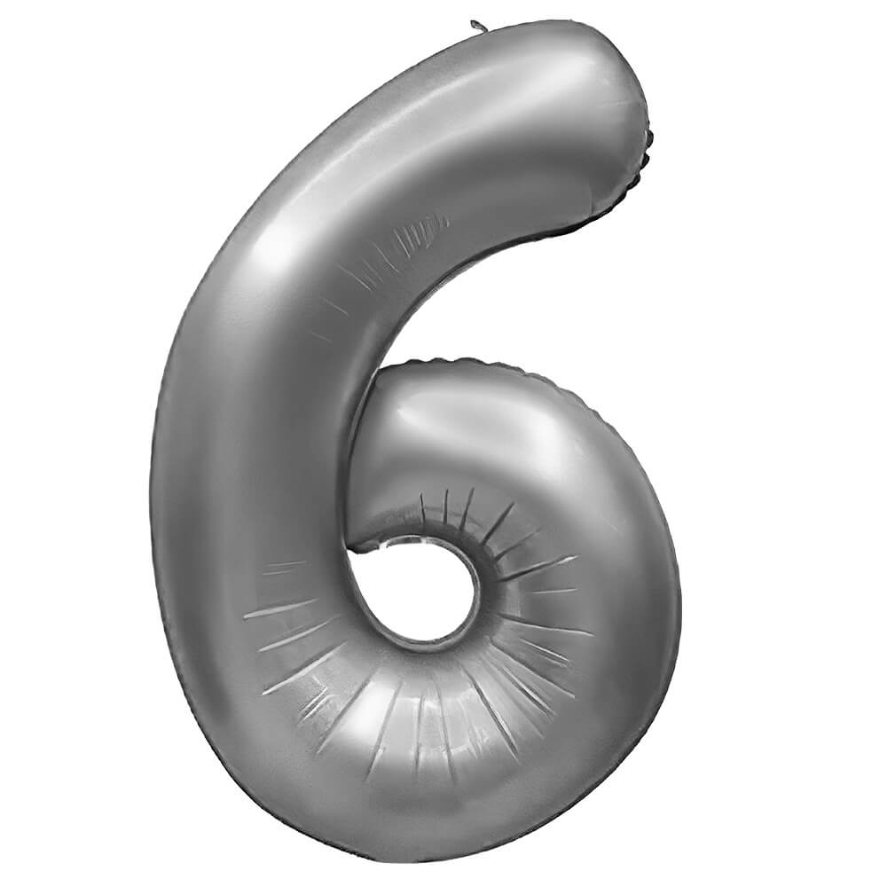 34 inch Number 6 Silver Balloon