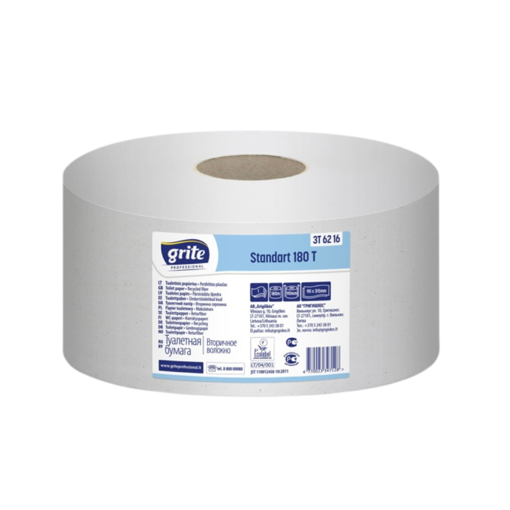 Туалетний папір Джамбо Grite Standart 180 T, sorted rec fib, 90х180, 571 листів, 180м., 2 шар, 1 рул