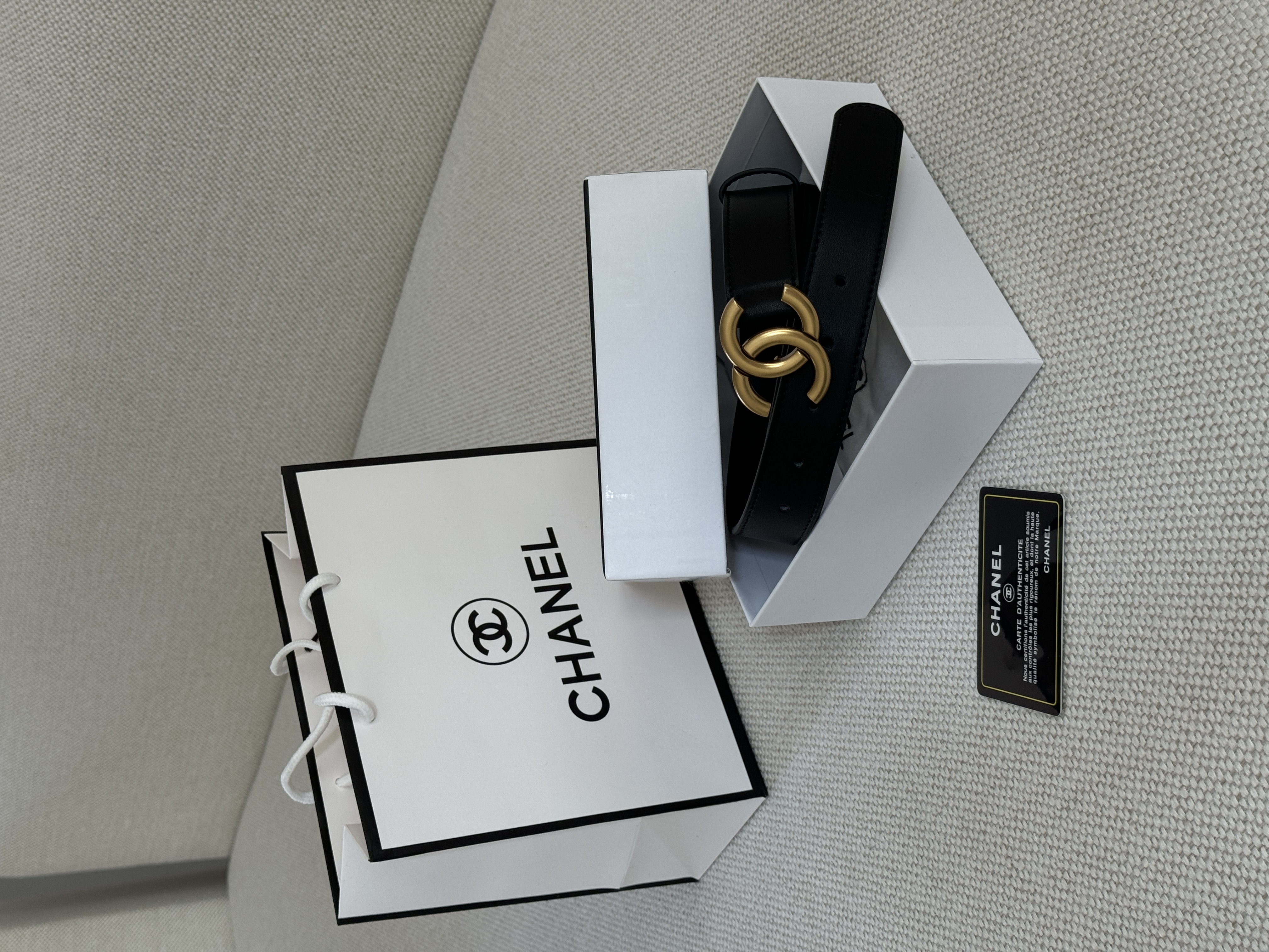 Chanel Leather Belt Black/Gold