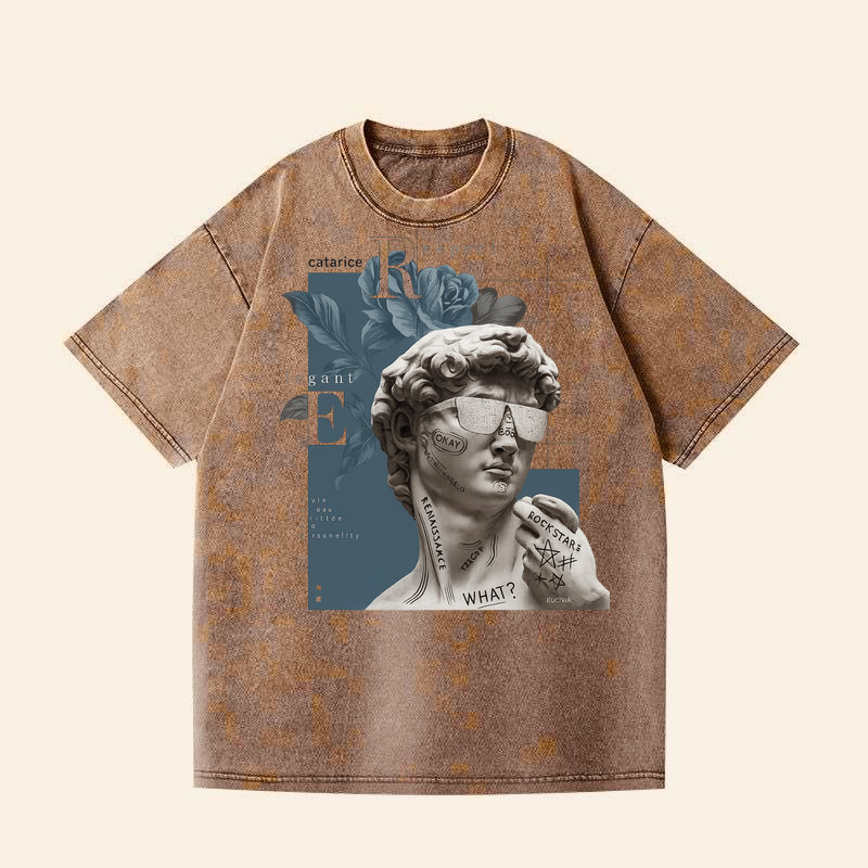 ФУТБОЛКА ОВЕРСАЙЗ КОРИЧНЕВА ВАРЕНА З ПРИНТОМ 