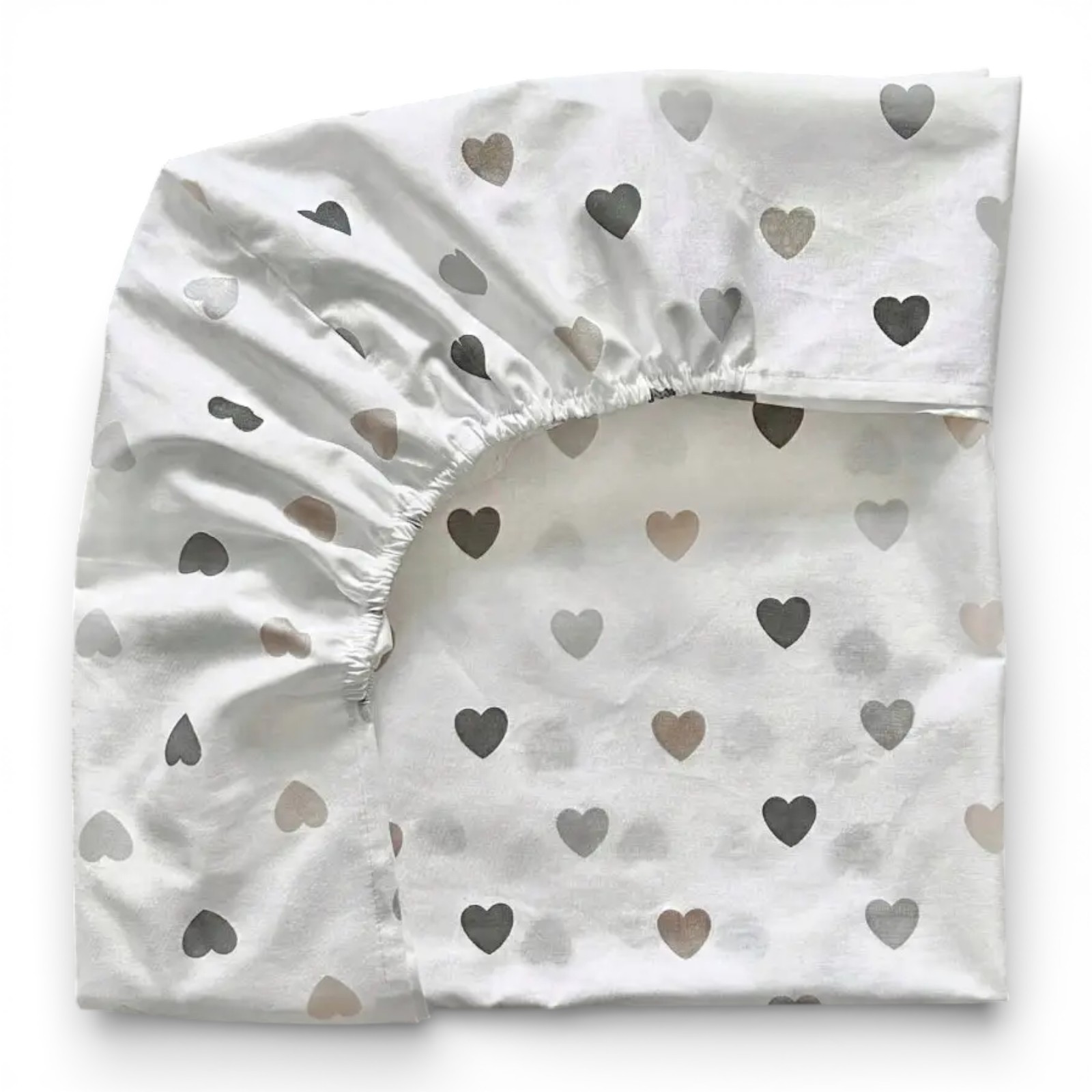 Простирадло в дитяче ліжечко 120 х 60 см Сердечки коричневі сірі