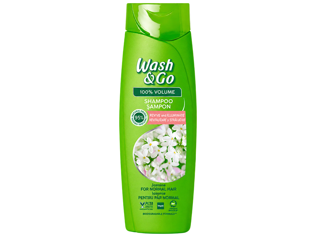 Шампунь для нормального волосся з екстрактом жасмину Wash & Go 360ml.