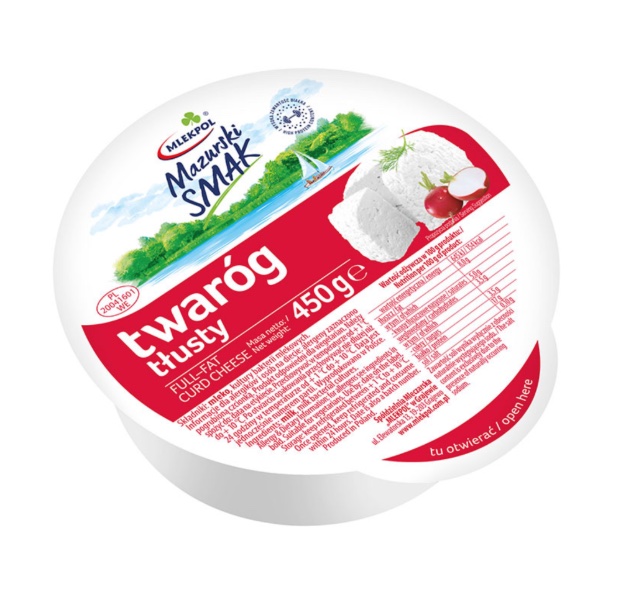 🇵🇱 "MLEKPOL" Queso fresco graso mazurski smak, 450 g.