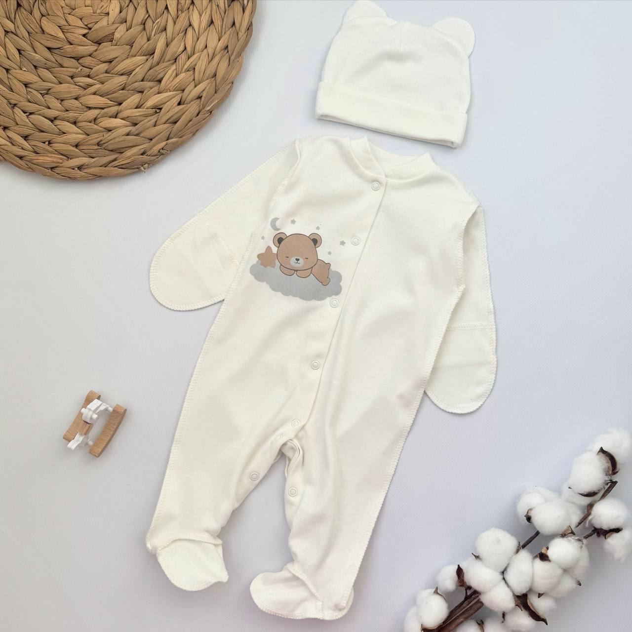 Комплект для новонародженого: чоловічок + шапочка з інтерлоку