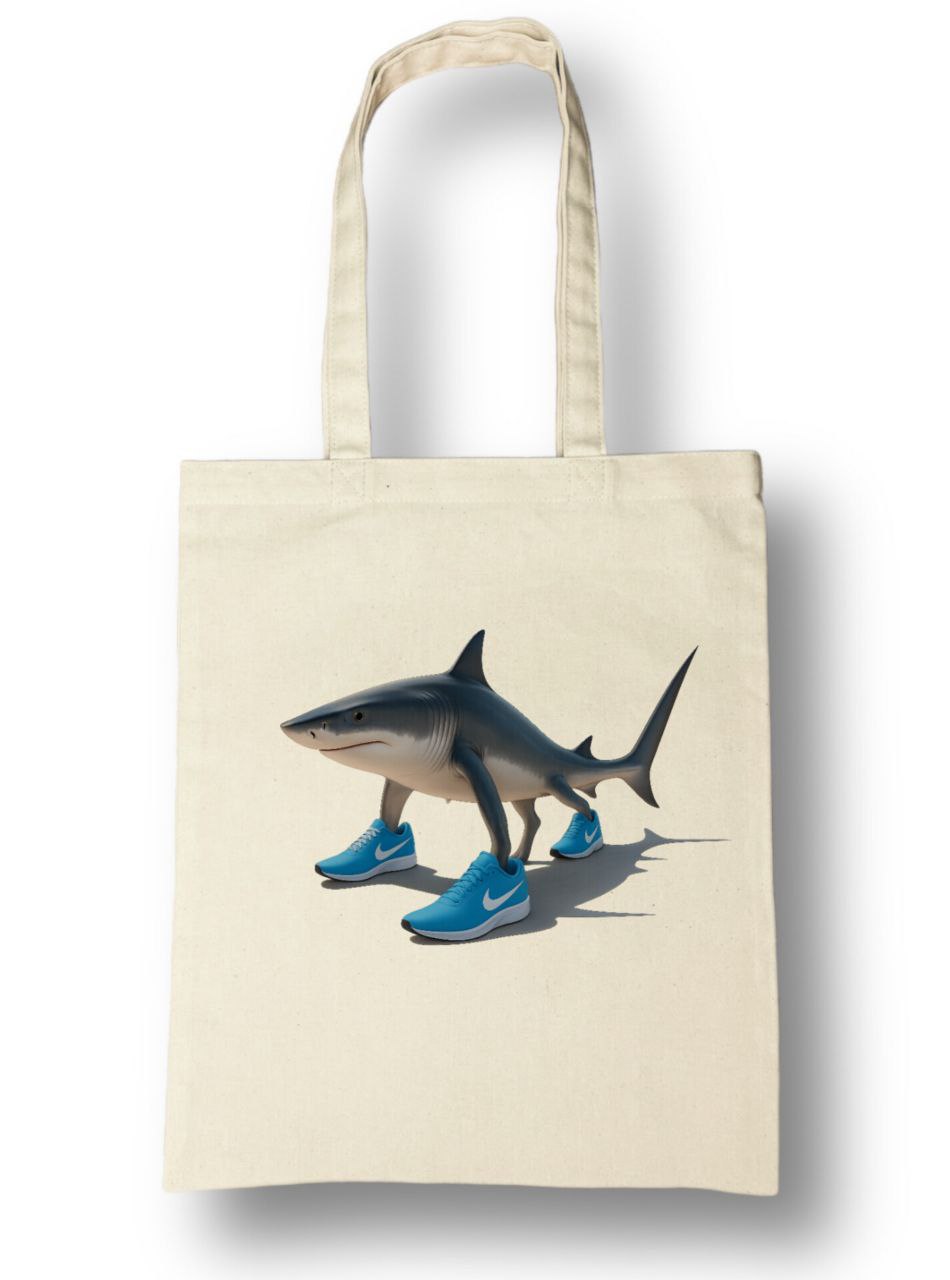 Шопер бежевий (натуральний колір) класичний з принтом "Тралалео Тралала"