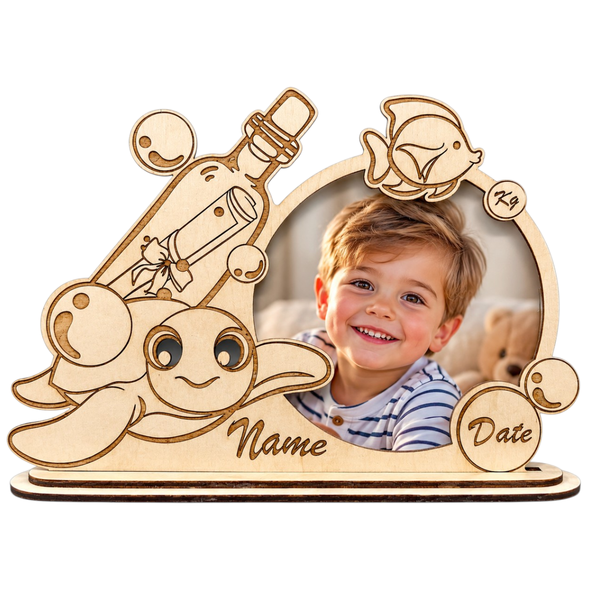 ⭐Drewniana ramka na zdjęcie dziecka 🐢🌊