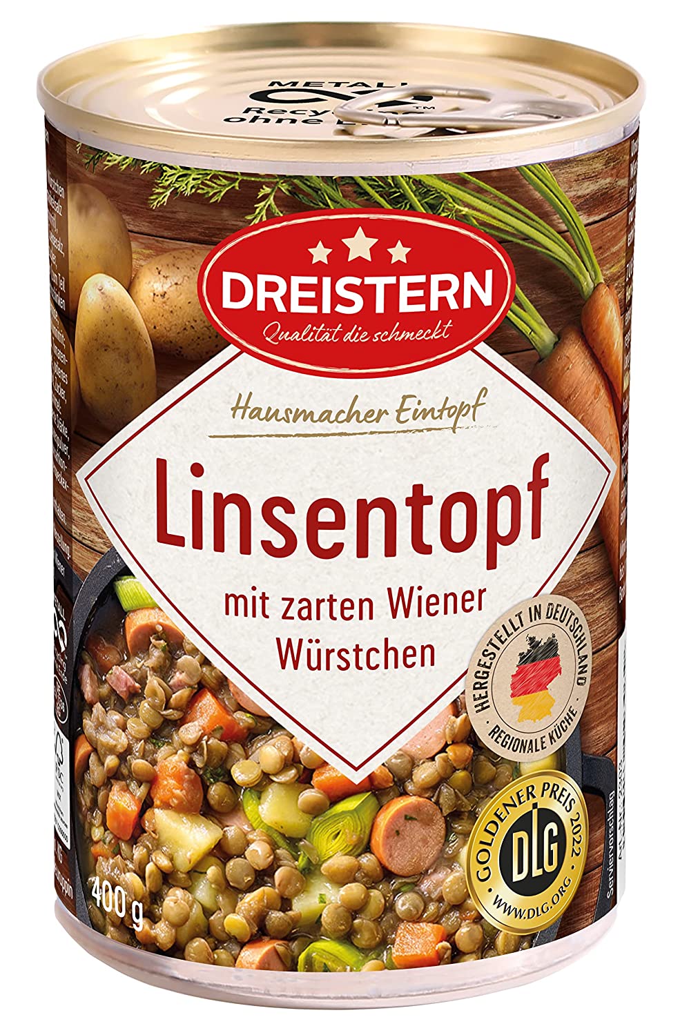 DREISTERN Linseneintopf Сочевиця тушкована з віденськими сосисками 400 г