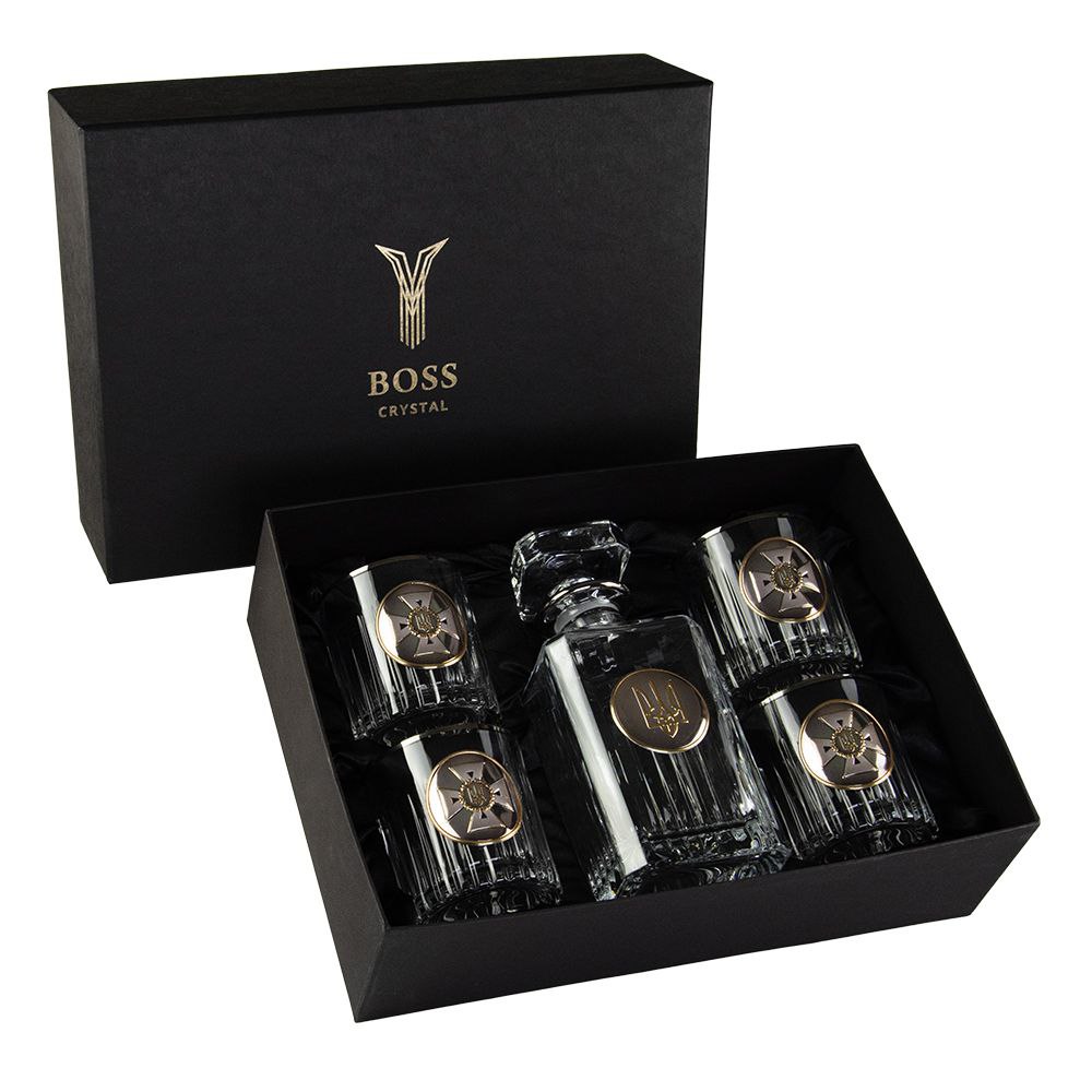 Набір для віскі МНС – графін і 4 келихи з платиною для справжнього рятівника, GPB5MNS2PG